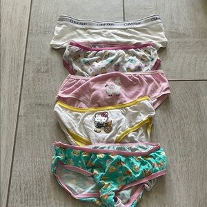 Calvin Klein Girls Bikini Underwear Set in White, Pink, Teal & Yellow